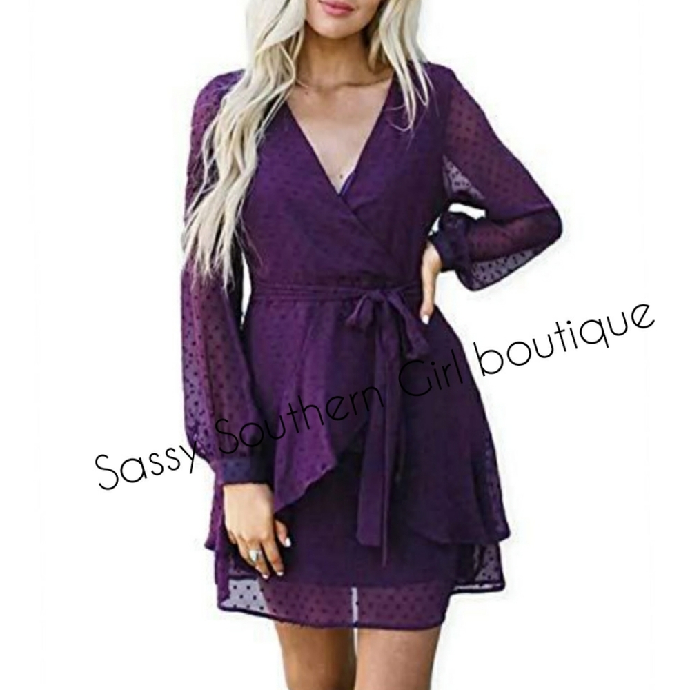 🆕⭐ Purple swiss dot ruffle dress